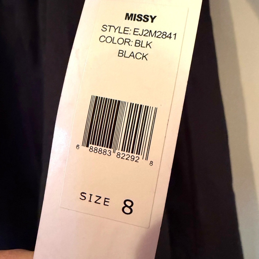 Eliza J Midi Dress Ruched Fit & Flare Women's 8 Black Retro Rockabilly Feminine - Picture 7 of 14